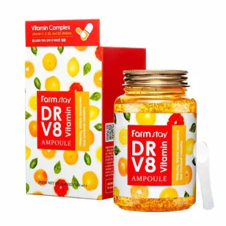 آمپول روشن‌کننده و ضد‌چروک حاوی ویتامین Dr V8 فارم استی